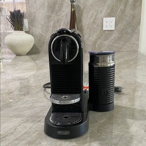 Nespresso Black Coffee Maker with Milk Frother